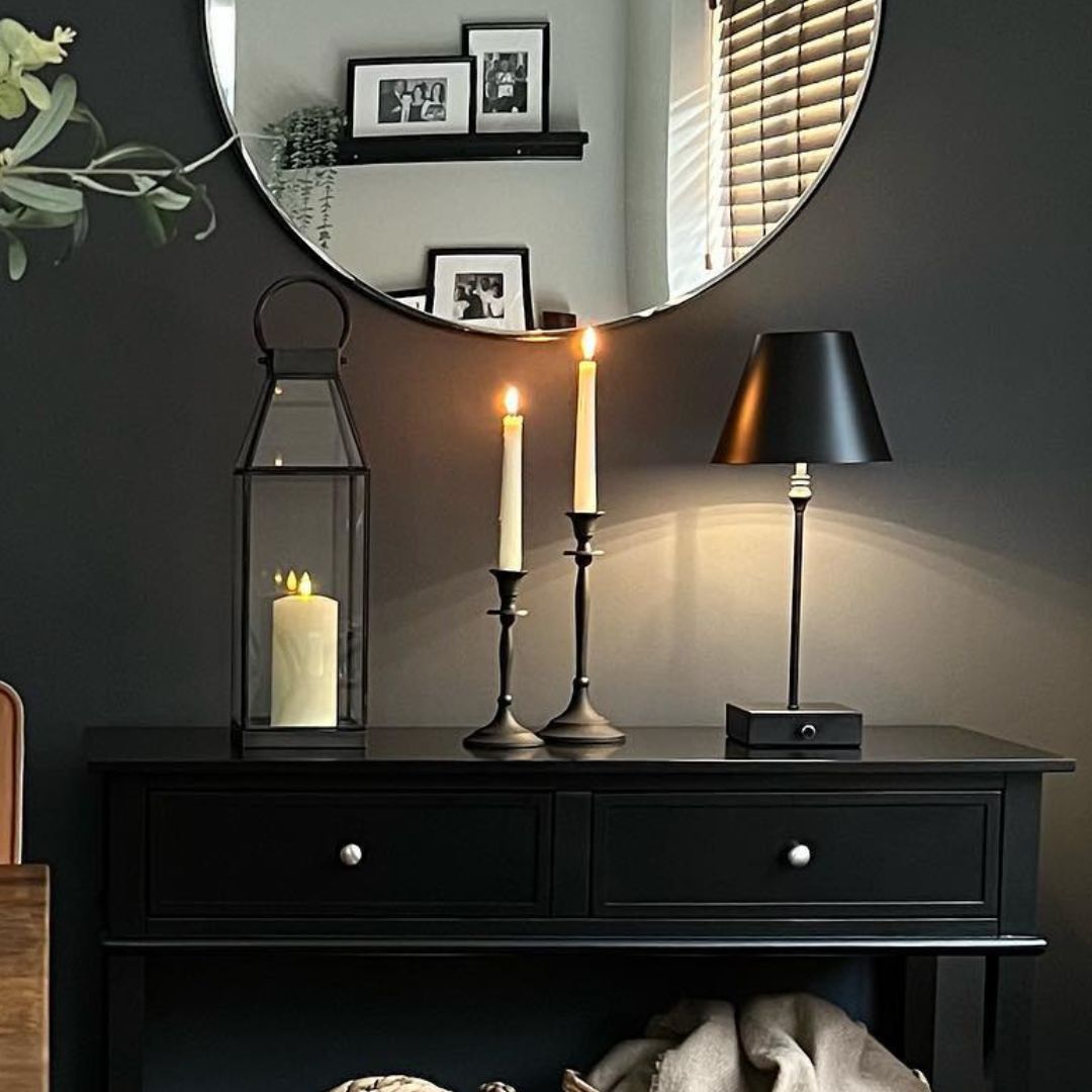 Freyza - Lustre Black Rechargeable Table Lamp | Sleek Minimalist LED Design with 3-Way Dimmer | Portable Cordless Lighting for Home & Office