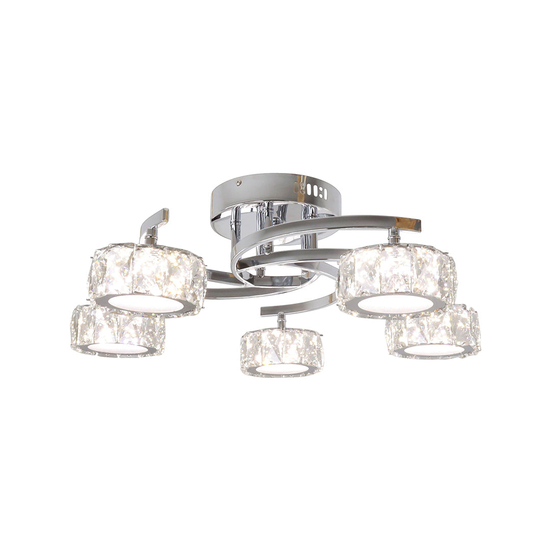 Freyza - Dilan 5-Light Polished Chrome LED Semi-Flush Ceiling Light