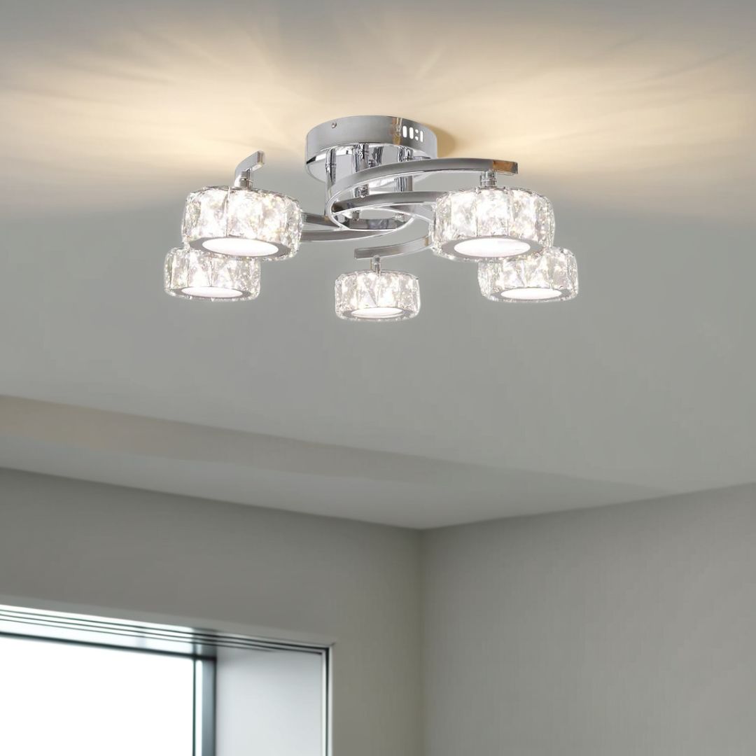 Freyza - Dilan 5-Light Polished Chrome LED Semi-Flush Ceiling Light