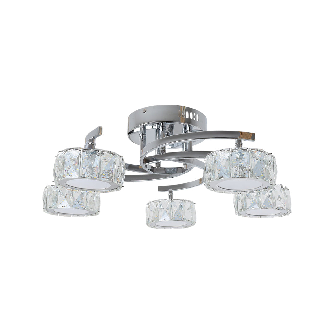 Freyza - Dilan 5-Light Polished Chrome LED Semi-Flush Ceiling Light