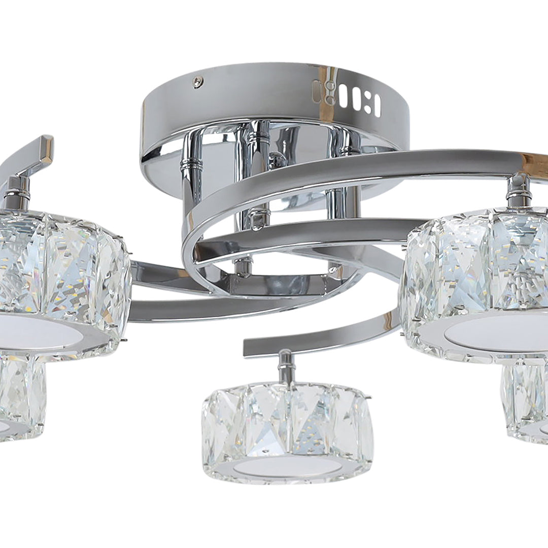 Freyza - Dilan 5-Light Polished Chrome LED Semi-Flush Ceiling Light