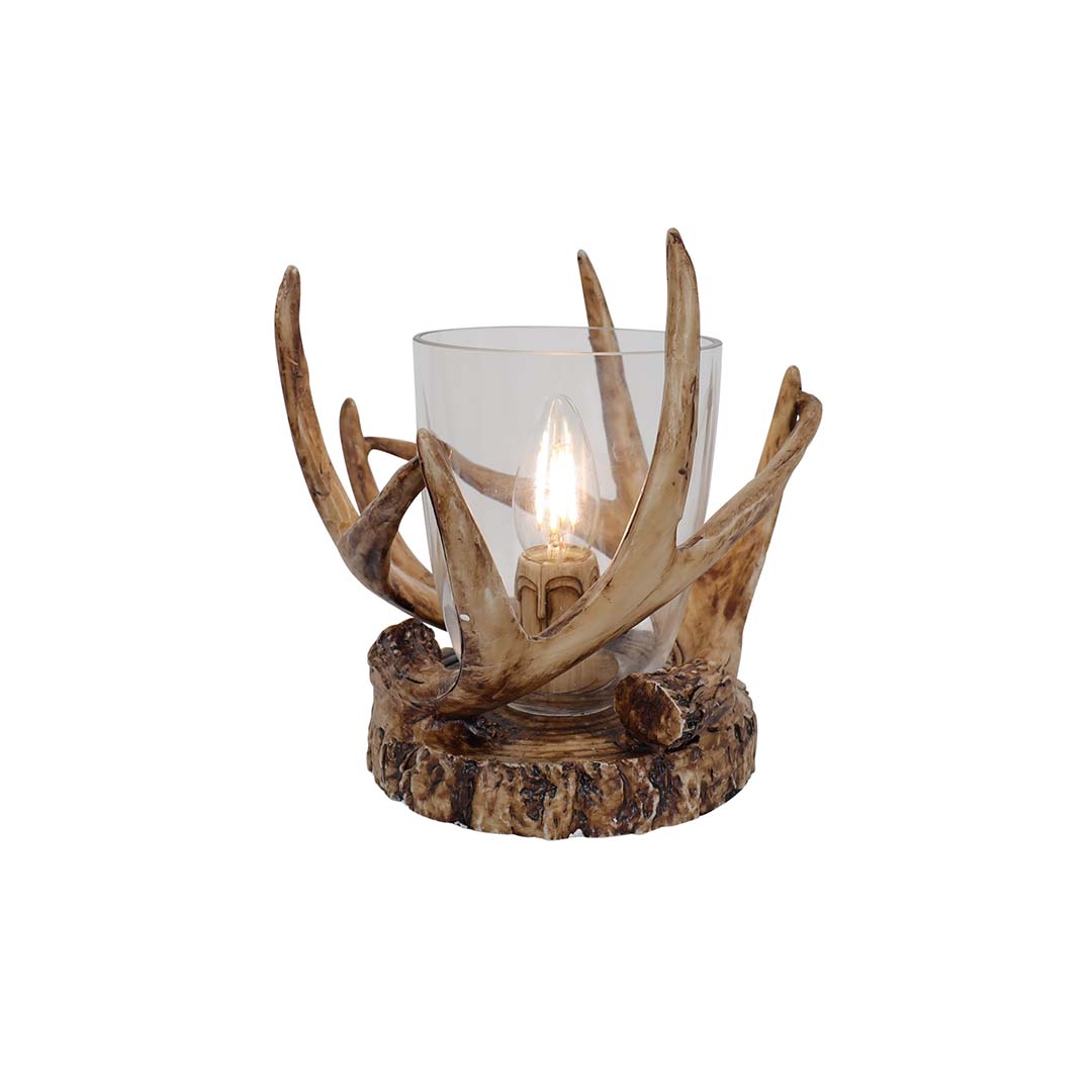 Freyza - Rustic Table Lamp | Elegant Chrome Base with Clear Prism Jewelled Shade | Modern Integrated LED Ambient Light for Living Room & Bedroom