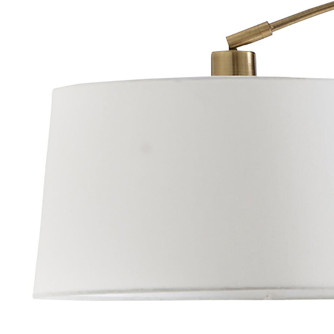 Freyza - Antique Brass Arc Floor Lamp | Contemporary 176cm Overhanging Standing Light | Elegant Curved Design with Fabric Shade