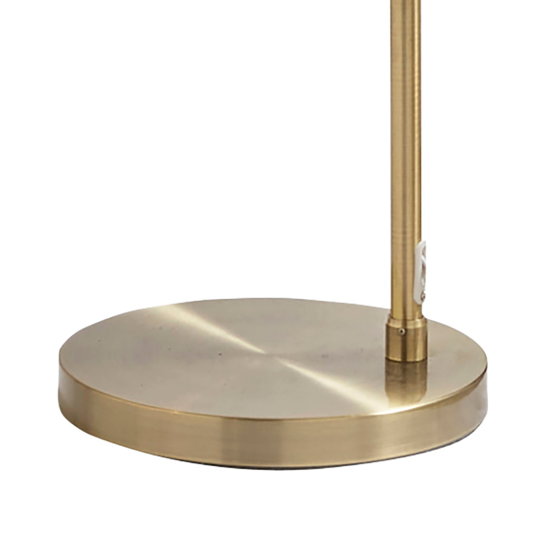 Freyza - Antique Brass Arc Floor Lamp | Contemporary 176cm Overhanging Standing Light | Elegant Curved Design with Fabric Shade