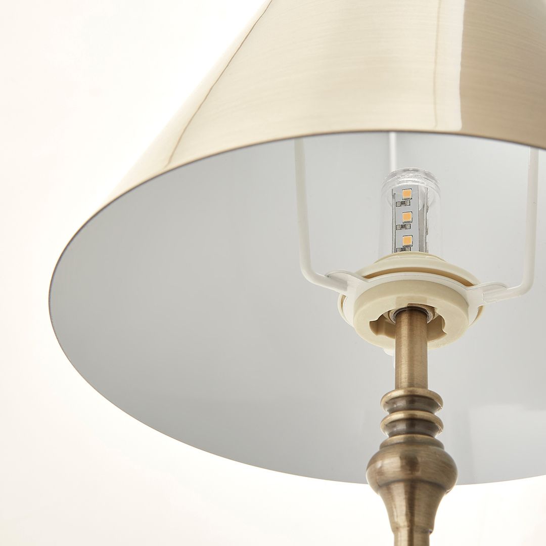 Freyza - Lustre Rechargeable Antique Brass Table Lamp | Sleek Minimalist LED Design with 3-Way Dimmer | Portable Cordless Lighting for Home & Office