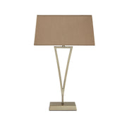 Freyza - Antique Brass & Champagne Touch Table Lamp | Dimmable 3-Stage Sensor Light | Elegant Metal Base with Textured Fabric Shade