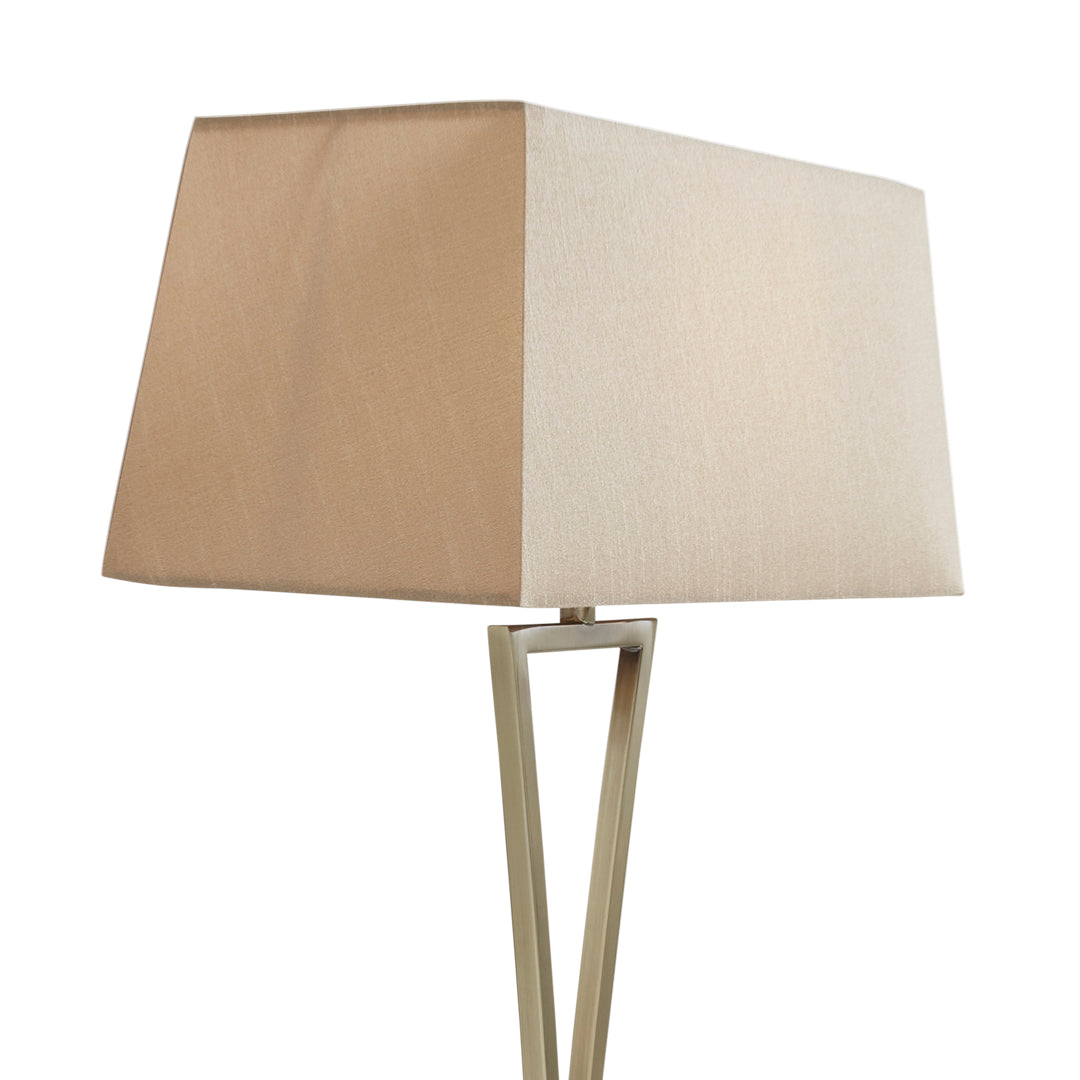 Freyza - Antique Brass & Champagne Touch Table Lamp | Dimmable 3-Stage Sensor Light | Elegant Metal Base with Textured Fabric Shade
