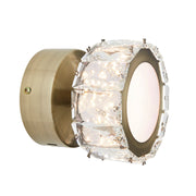 Freyza – Dilan Antique Brass & Crystal LED Wall Light | Integrated LED Flush Mount Sconce with Clear Jewel Accents