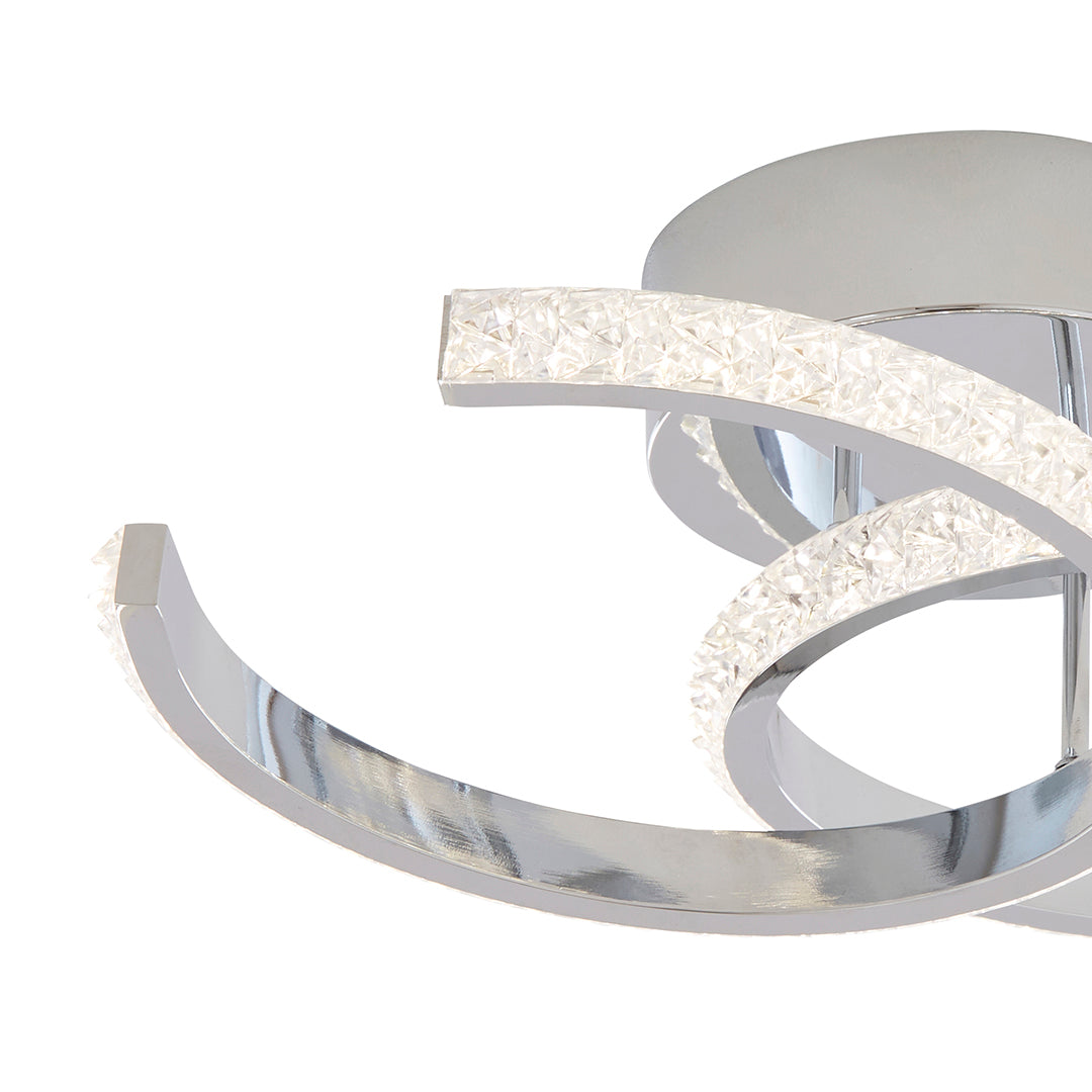 Freyza – Chrome LED Flush Ceiling Light | Integrated LED Indoor Ceiling Fixture with Warm White