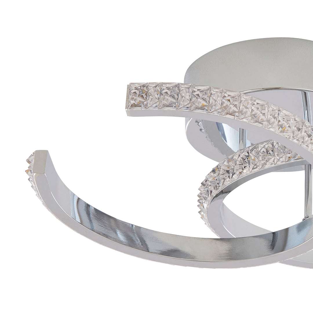 Freyza – Chrome LED Flush Ceiling Light | Integrated LED Indoor Ceiling Fixture with Warm White