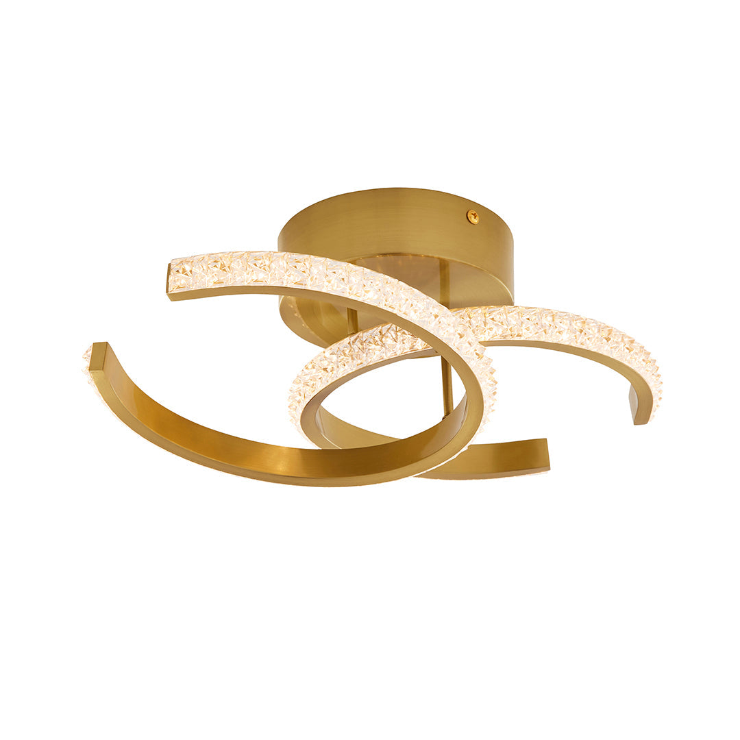 Freyza – Veloria Satin Brass LED Flush Ceiling Light | Integrated LED Indoor Light Fixture with Warm White