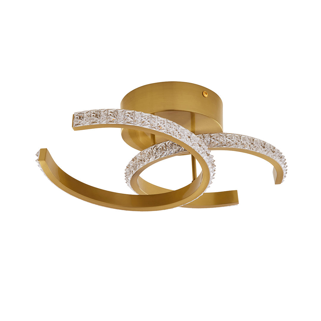 Freyza – Veloria Satin Brass LED Flush Ceiling Light | Integrated LED Indoor Light Fixture with Warm White