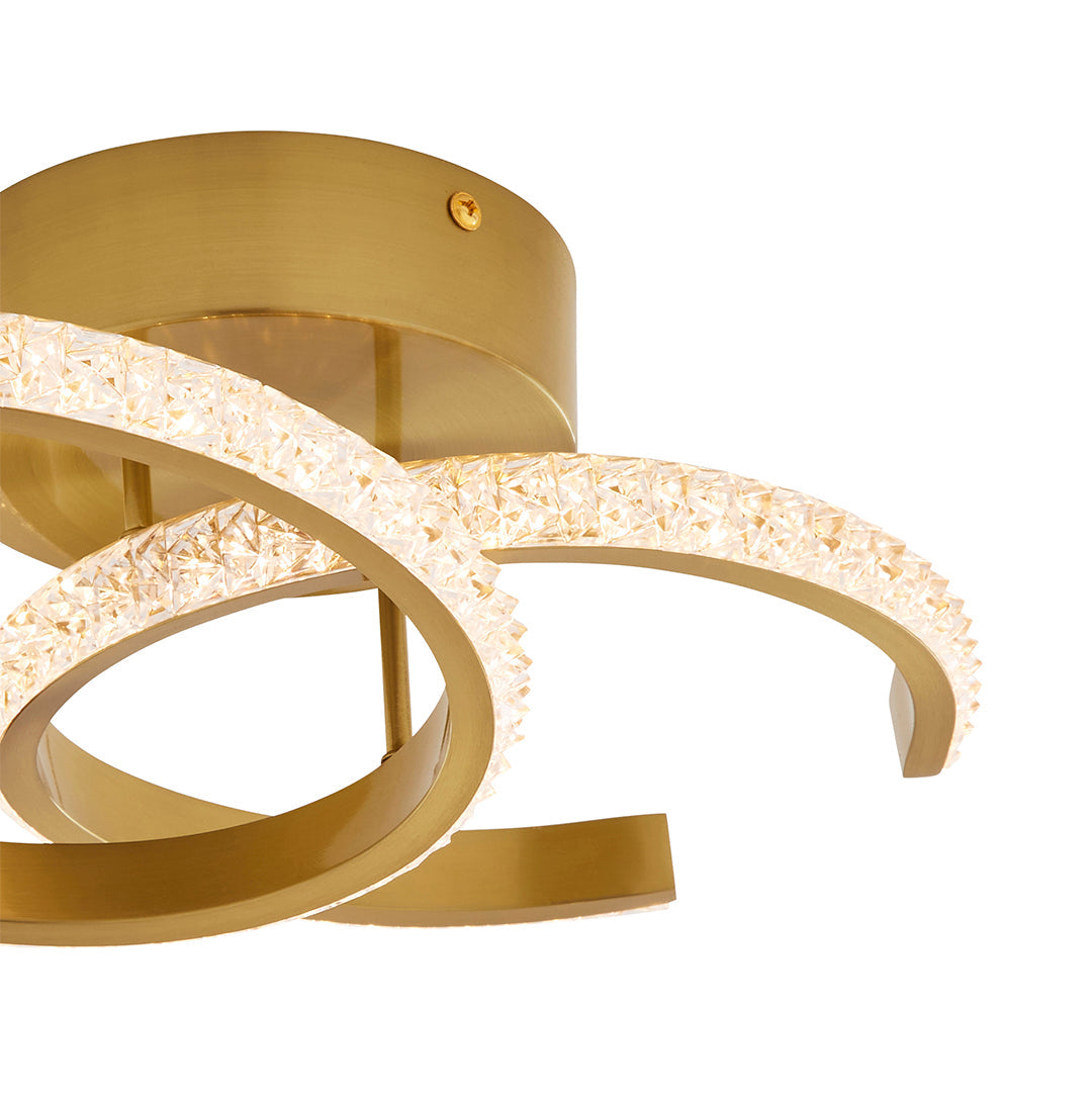 Freyza – Veloria Satin Brass LED Flush Ceiling Light | Integrated LED Indoor Light Fixture with Warm White