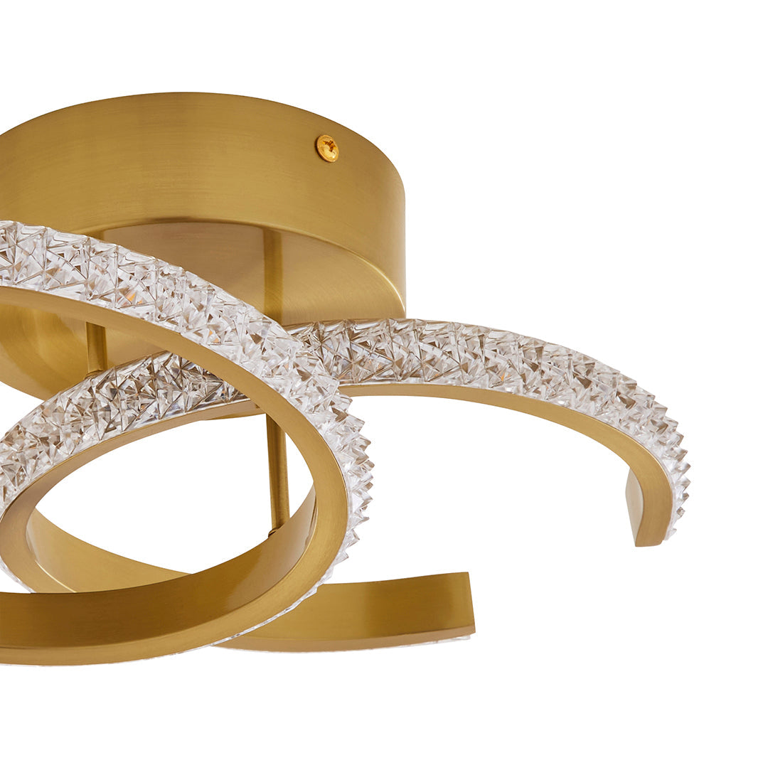 Freyza – Veloria Satin Brass LED Flush Ceiling Light | Integrated LED Indoor Light Fixture with Warm White