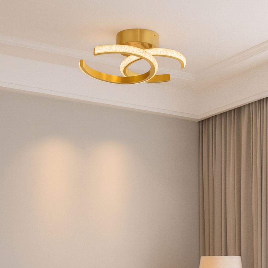 Freyza – Veloria Satin Brass LED Flush Ceiling Light | Integrated LED Indoor Light Fixture with Warm White